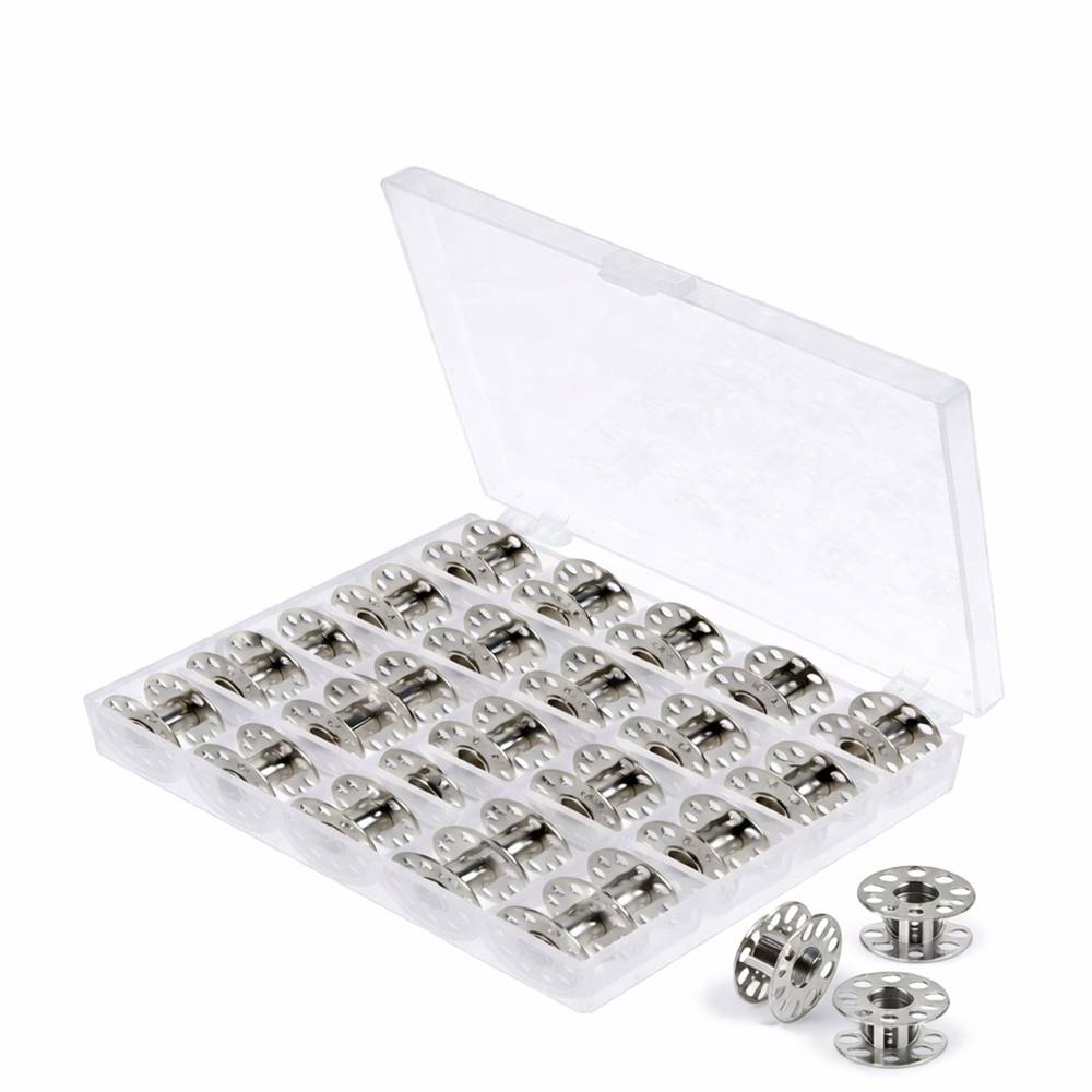 Ev Tipi Aile Dikiş Makinesi Metal Masura Kapaklı Şeffaf Saklama Kutulu 25 Adet Masura