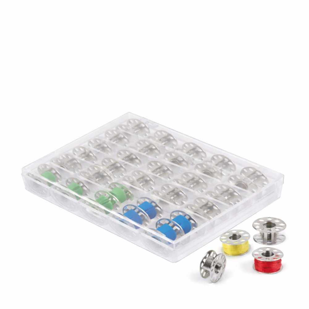 Ev Tipi Aile Dikiş Makinesi Metal Masura Kapaklı Şeffaf Saklama Kutulu 25 Adet Masura