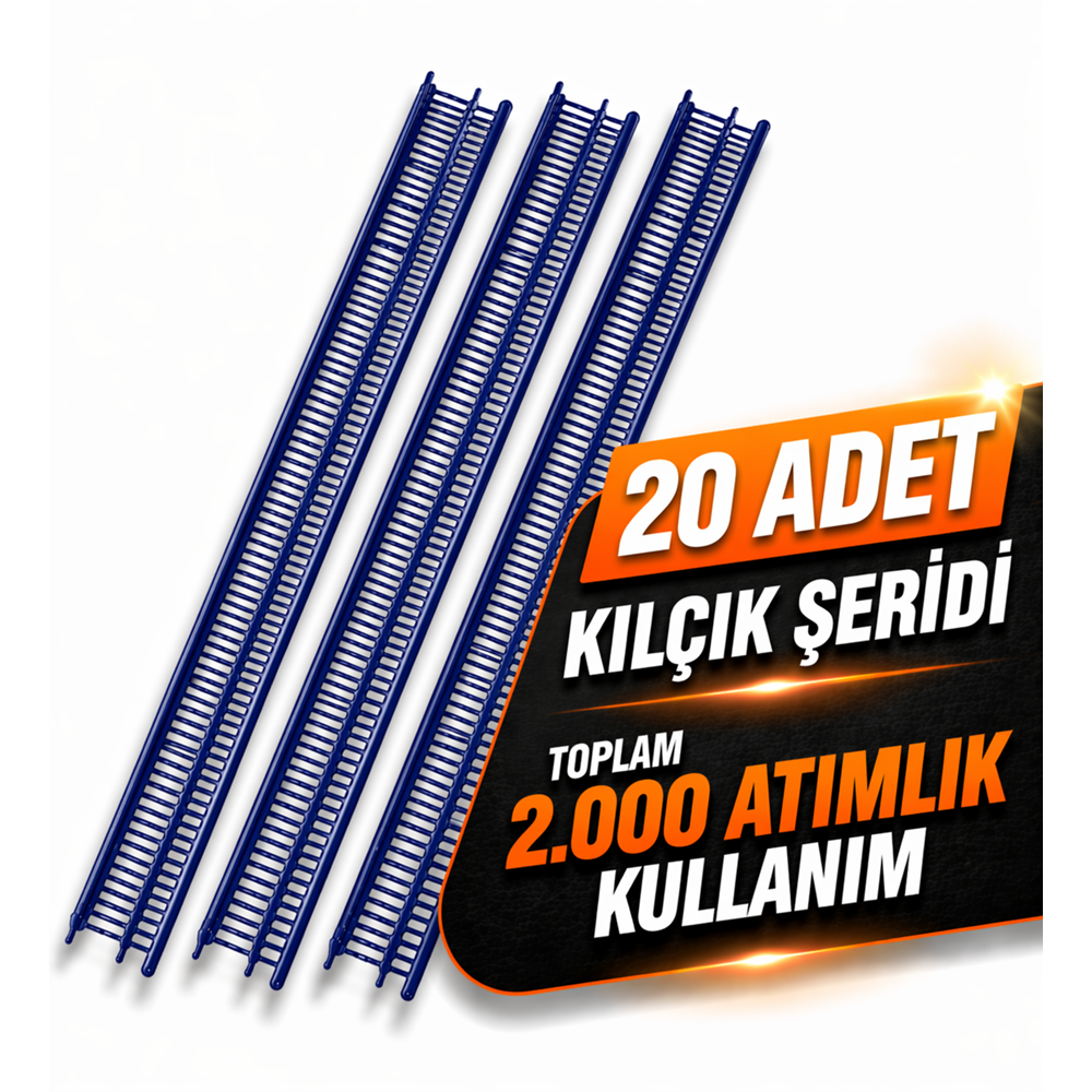 Lacivert İnce Kılçık Şeridi 5 mm 20 Adet Şerit 2.000 Adet Türban Tabancası Yedek Kılçık Seti
