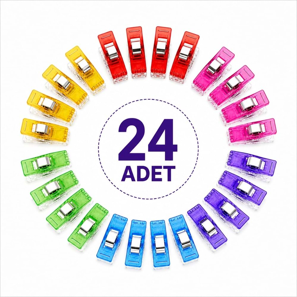 Kumaş Sabitleme Klipsi Patchwork Ve Dikiş İçin İğnesiz Mandal 24 Adet