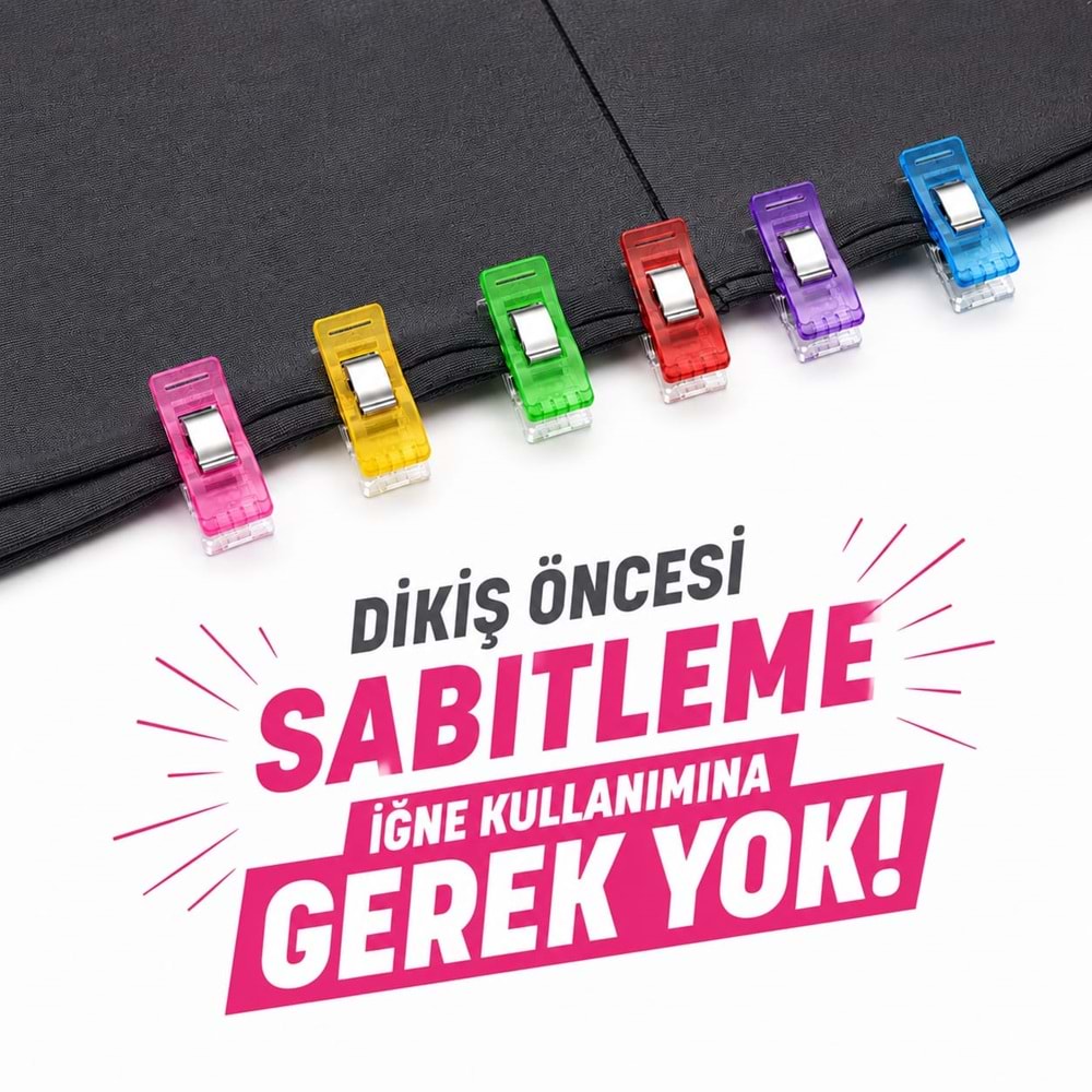 Kumaş Sabitleme Klipsi Patchwork Ve Dikiş İçin İğnesiz Mandal 24 Adet