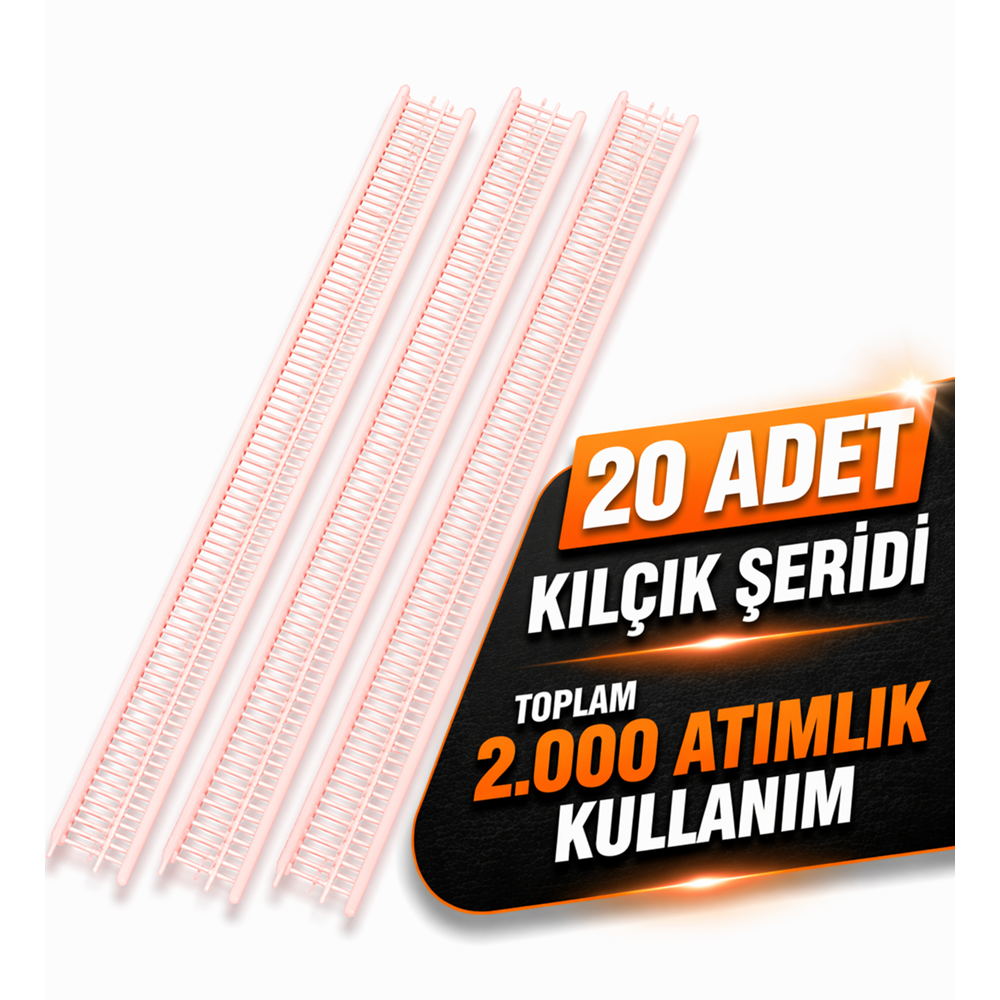 Pembe İnce Kılçık Şeridi 5 mm 20 Adet Şerit 2.000 Adet Türban Tabancası Yedek Kılçık Seti