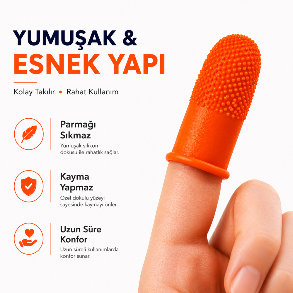 Kauçuk Terzi Parmaklık Kaydırmaz Silikon Kağıt Para Sayma Kumaş Tutma 48 Adet