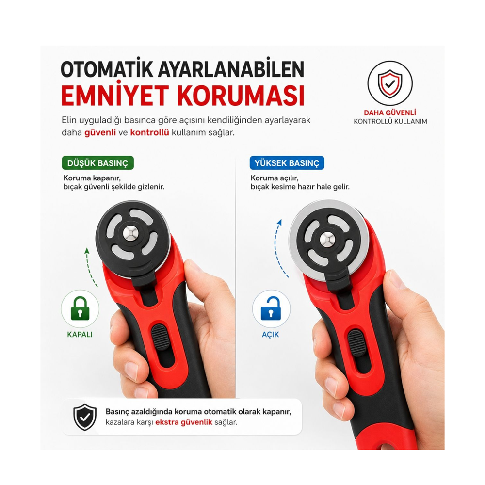 Döner Kumaş Kesici Rotary Cutter Patchwork Quilting Deri Keçe Vinil 45 mm