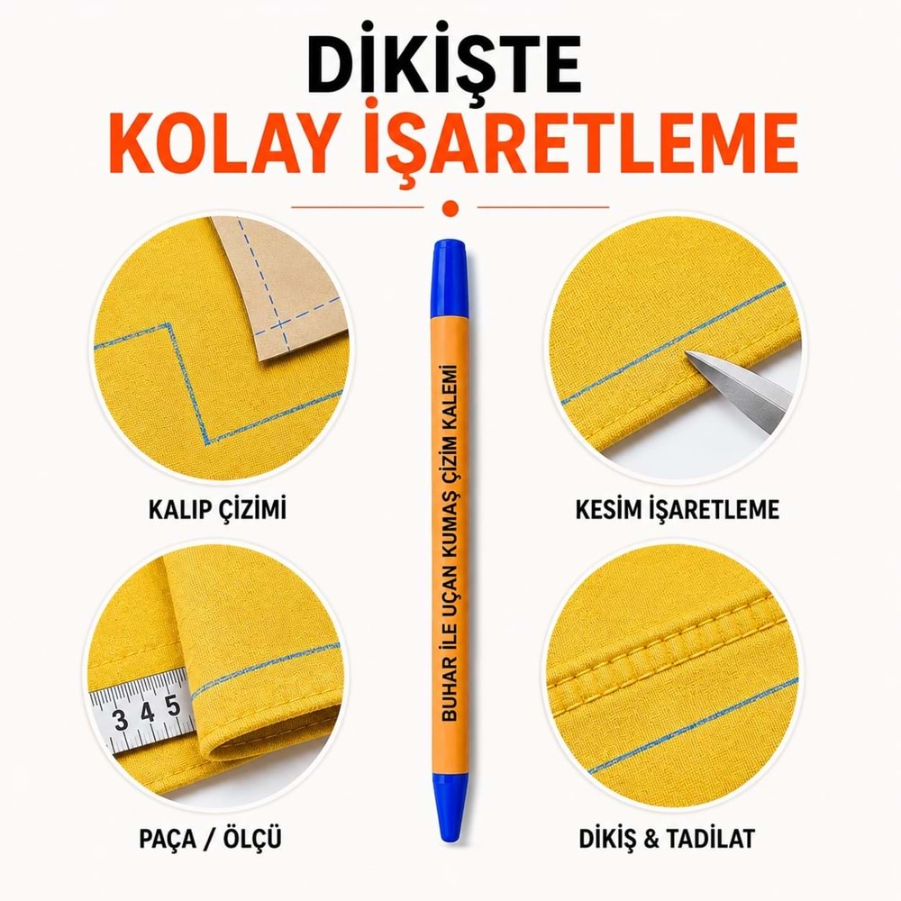 Buhar İle Uçan Kumaş Çizim Kalemi 5 Renk Silinebilir Sabun Kalem Seti