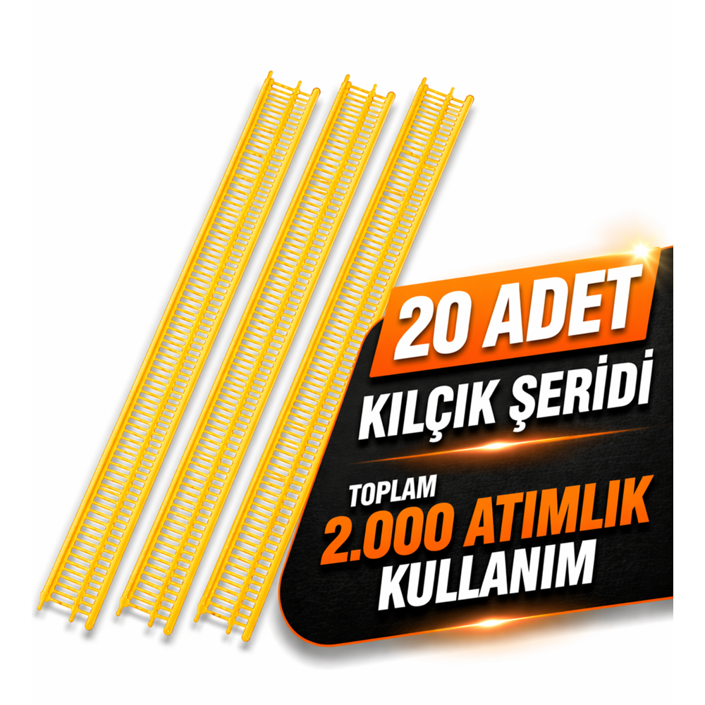 Sarı İnce Kılçık Şeridi 5 mm 20 Adet Şerit 2.000 Adet Türban Tabancası Yedek Kılçık Seti