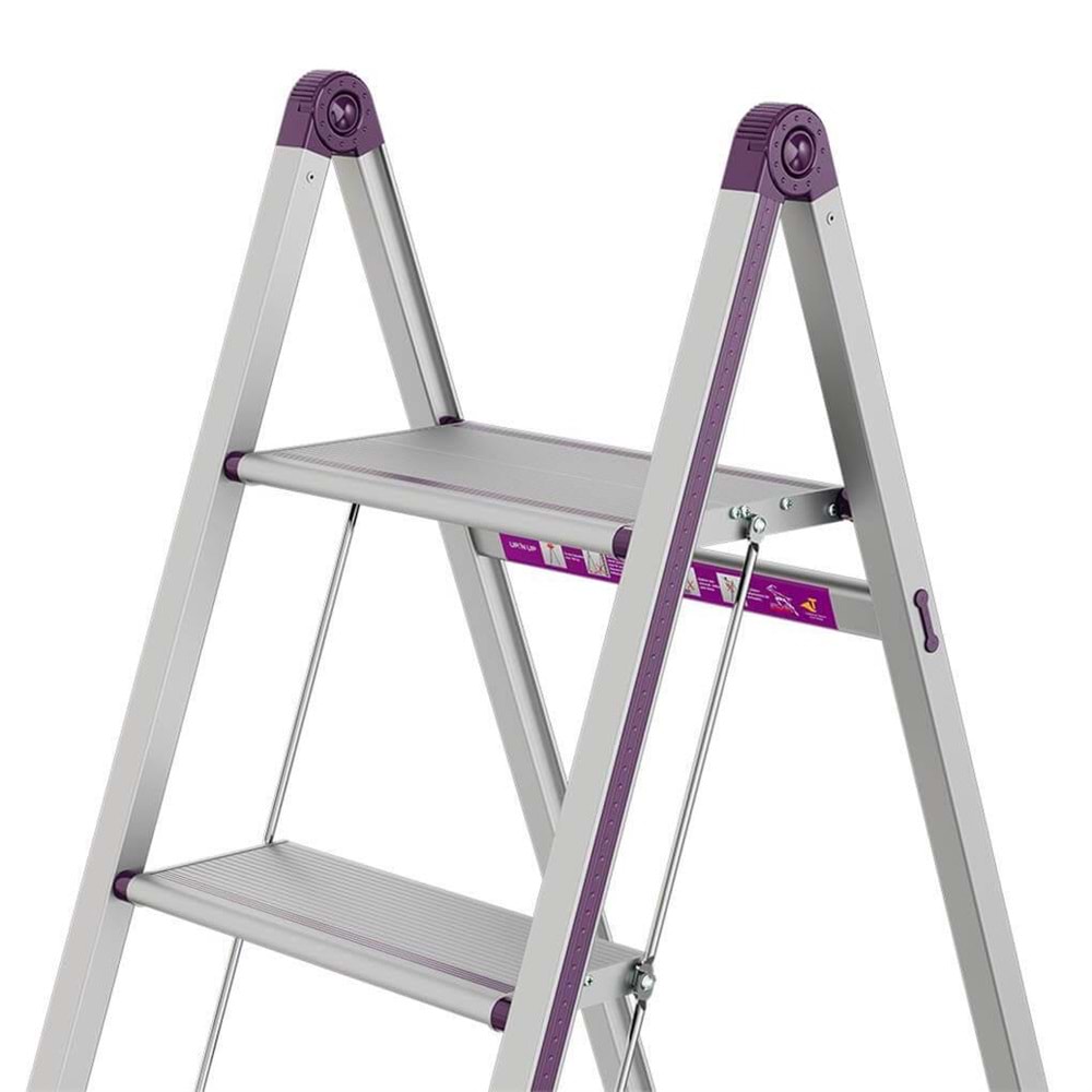 Üç Basamaklı Merdiven 102 cm x 41 cm x 5 cm 3.6 Kg Eloksal Alüminyum
