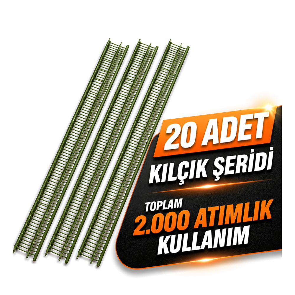 Yeşil İnce Kılçık Şeridi 5 mm 20 Adet Şerit 2.000 Adet Türban Tabancası Yedek Kılçık Seti