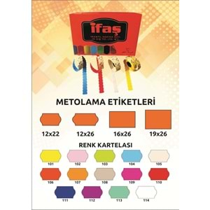 16 X 26-2R 96 X 750 Meto Etiketi Yapışkanlık Derecesi No 02 Renkli Ruloda 750 Adet Etiket Kutuda 96 Rulo