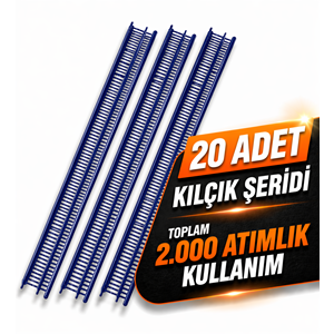 Lacivert İnce Kılçık Şeridi 5 mm 20 Adet Şerit 2.000 Adet Türban Tabancası Yedek Kılçık Seti