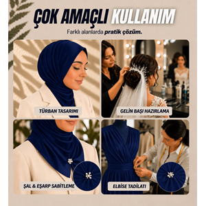 Lacivert İnce Kılçık Şeridi 5 mm 20 Adet Şerit 2.000 Adet Türban Tabancası Yedek Kılçık Seti