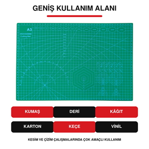 A3 Çift Taraflı Kesim ve Çizim Matı 45x30 cm 3 mm Kalınlık Ölçülü Kesim Altlığı