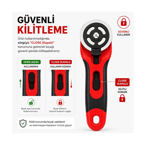 Döner Kumaş Kesici Rotary Cutter Patchwork Quilting Deri Keçe Vinil 45 mm