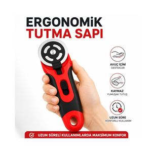 Döner Kumaş Kesici Rotary Cutter Patchwork Quilting Deri Keçe Vinil 45 mm