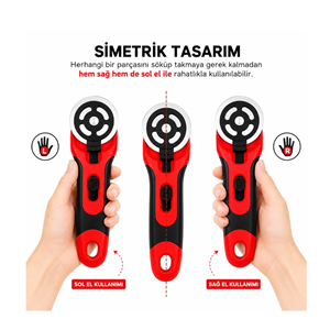 Döner Kumaş Kesici Rotary Cutter Patchwork Quilting Deri Keçe Vinil 45 mm