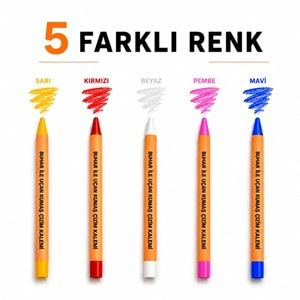 Buhar İle Uçan Kumaş Çizim Kalemi 5 Renk Silinebilir Sabun Kalem Seti