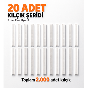 Şeffaf 5 mm Fine Kılçık 20 Şerit 2.000 Adet Etiketleme Kılçık Türban Ve Kuaför Tabancası İle Uyumlu