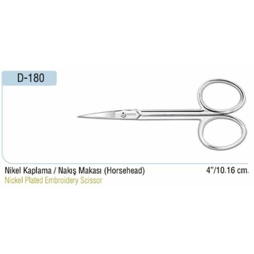 D-180 Nikel Kaplama Nakış Makası 04 Inch 10.16 cm