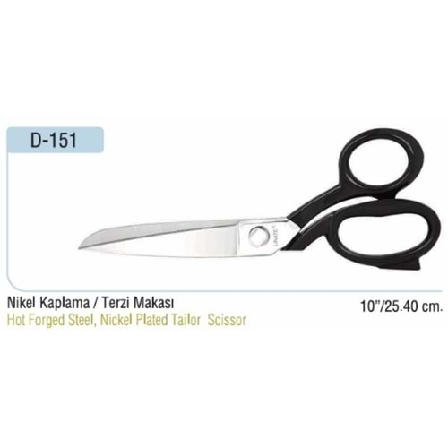 D-151 Nikel Kaplama Terzi Makası 10 Inch 25.40 cm