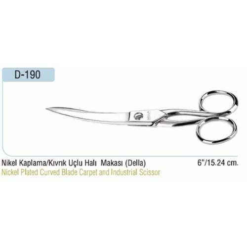 D-190 Nikel Kaplama Kıvrık Uçlu Halı Makası 06 Inch 15.24 cm