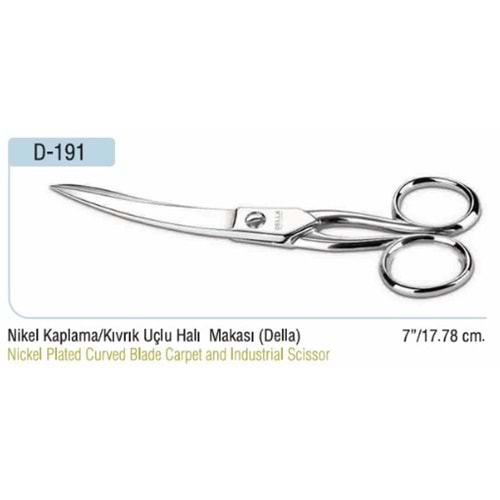 D-191 Nikel Kaplama Kıvrık Uçlu Halı Makası 07 Inch 17.78 cm