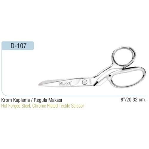 D-107 Krom Kaplama Regula Makası 08 Inch 20.32 cm