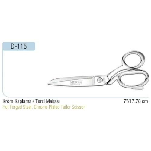 D-115 Krom Kaplama Terzi Makası 07 Inch 17.78 cm