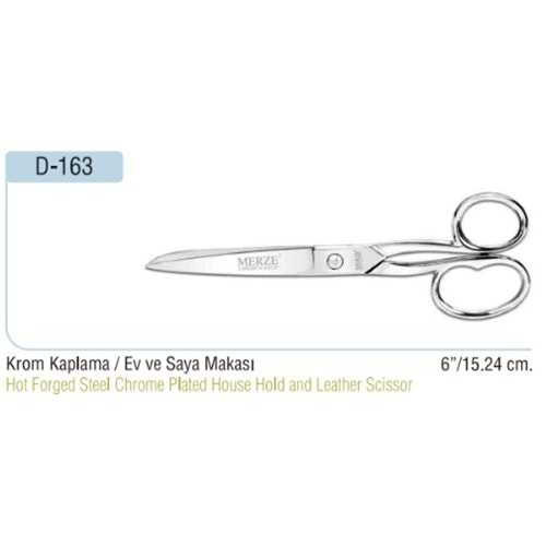 D-163 Krom Kaplama Ev ve Saya Makası 06 Inch 15.24 cm