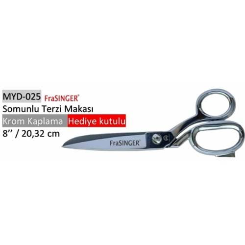 MYD-025 Somunlu Terzi Makası Krom Kaplama Hediye Kutulu 08 Inch 20.32 cm