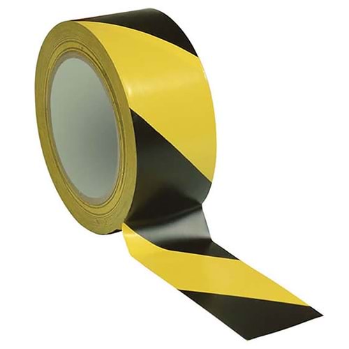 Yer İşaretleme Bandı, PVC Bant Sarı Siyah, 50 mm X 30 mm
