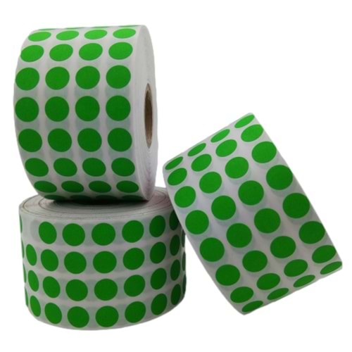 Nokta Kontrol Etiketi, Çap : 1 cm, Ruloda 10.000 Adet, Renk : Koyu Yeşil