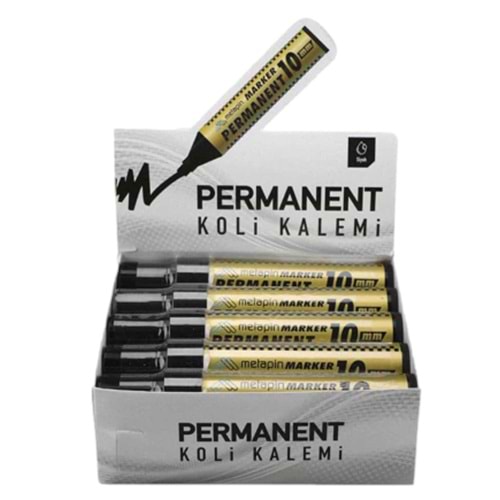 Permanent Koli Kalemi, Model : Kesik Uçlu, Renk : Siyah, 10 mm