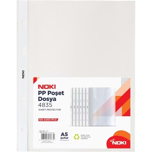 PP Poşet Dosya, Pakette : 100 Adet, Kod : 07144, Ölçü : A5