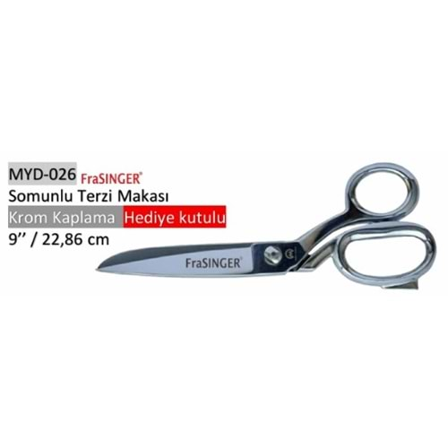 MYD-026 Somunlu Terzi Makası Krom Kaplama Hediye Kutulu 09 Inch 22.86 cm