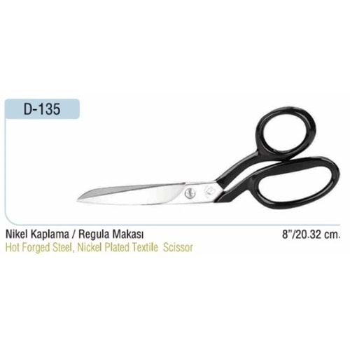 D-135 Nikel Kaplama Regula Makası 08 Inch 20.32 cm