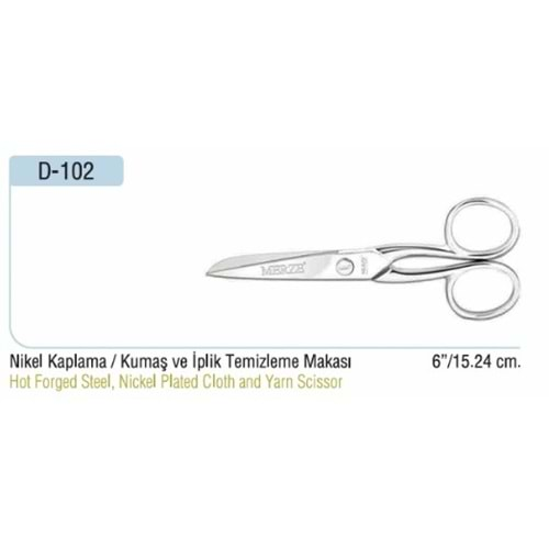 D-102 Nikel Kaplama Kumaş ve İplik Temizleme Makası 06 Inch 15.24 cm