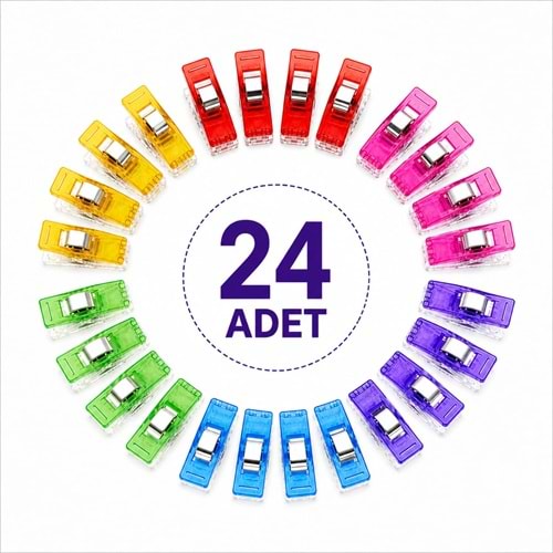 Kumaş Sabitleme Klipsi Patchwork Ve Dikiş İçin İğnesiz Mandal 24 Adet