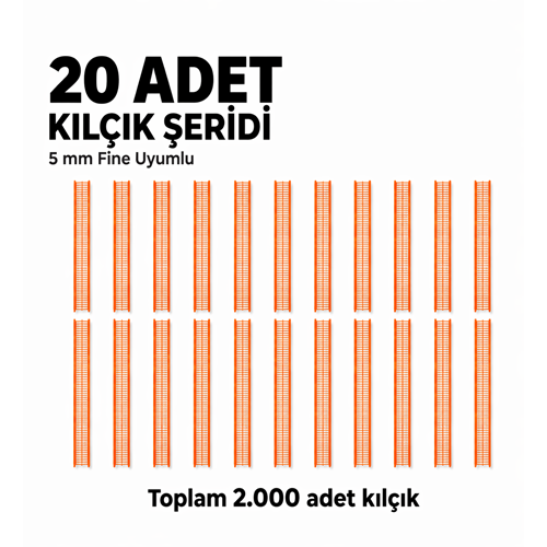 Turuncu 5 mm Fine Kılçık 20 Şerit 2.000 Adet Etiketleme Kılçık Türban Ve Kuaför Tabancası İle Uyumlu
